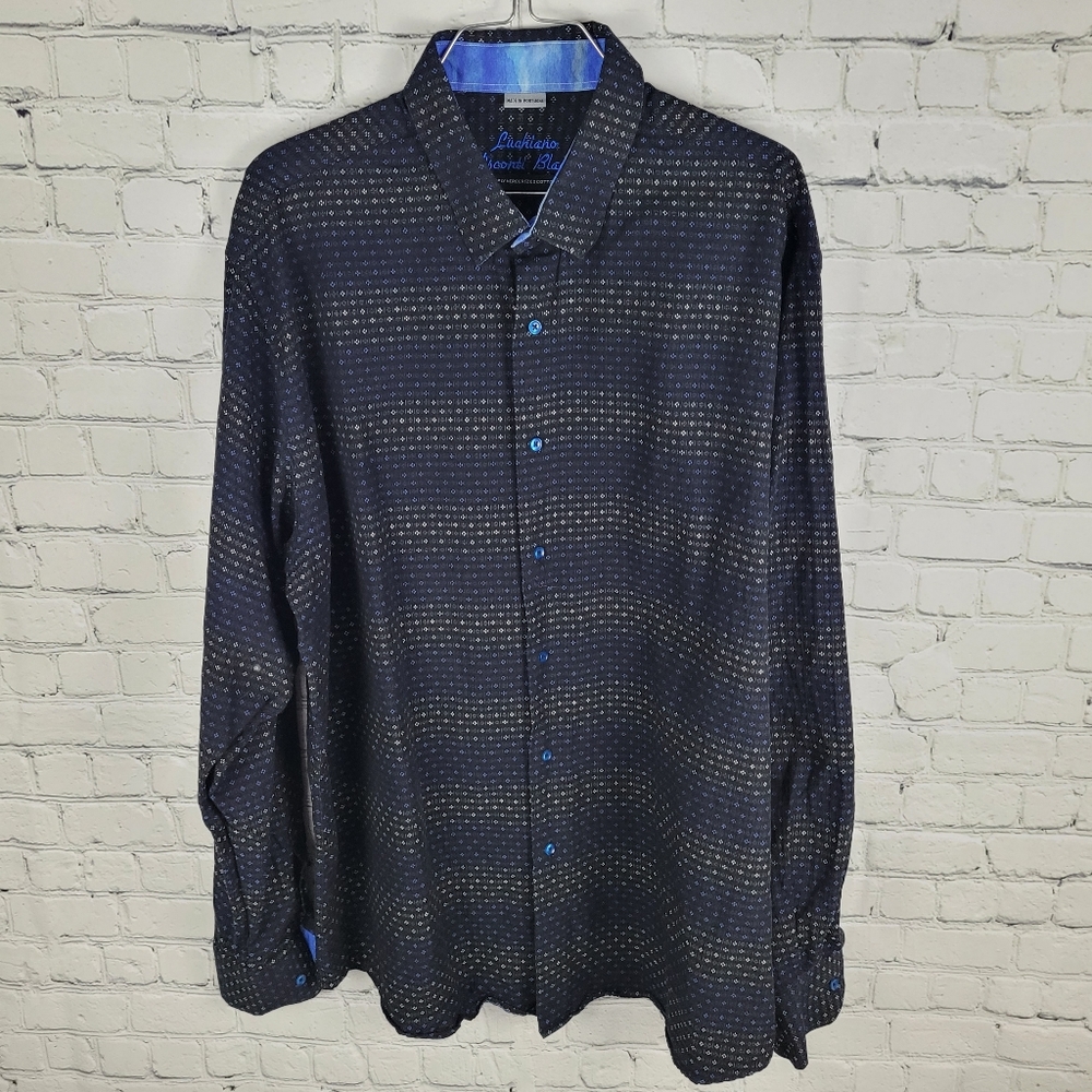LUCHIANO VISCONTI BLACK | 2 ply mercerized cotton flip cuff dress shirt